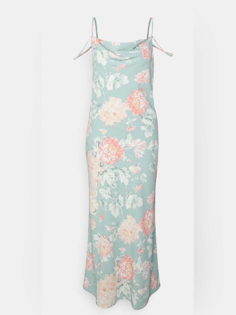 Abercrombie & Fitch Floral Slip Midi Dress in Mint and Blush